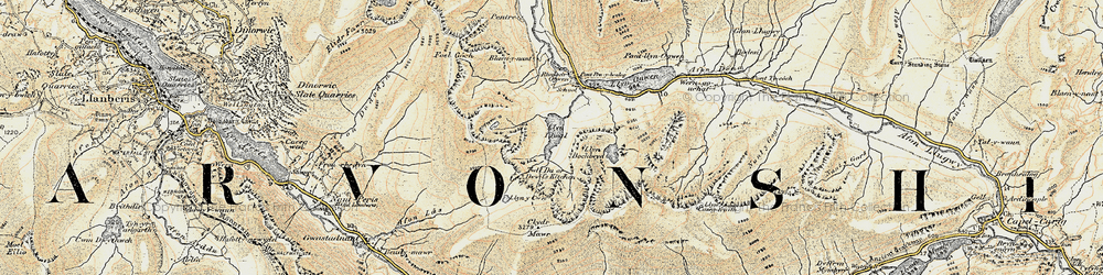 Old map of Afon Lloer in 1903-1910