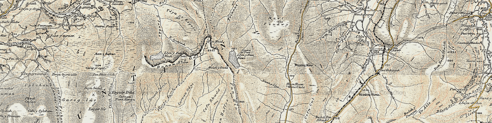 Old map of Afon Sychlwch in 1900-1901