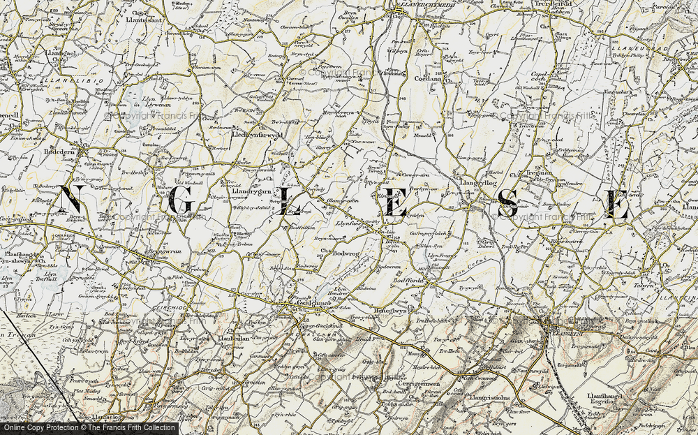 Old Map of Historic Map covering Afon Caradog in 1903-1910
