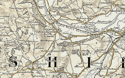 Old map of Llyswen in 1900-1902