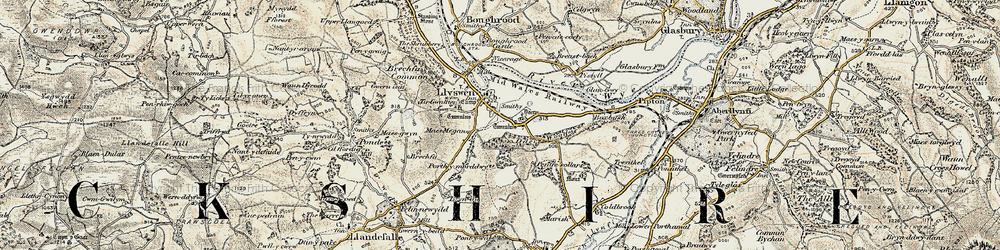 Old map of Llyswen in 1900-1902