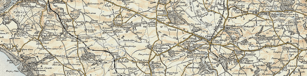 Old map of Llysworney in 1899-1900