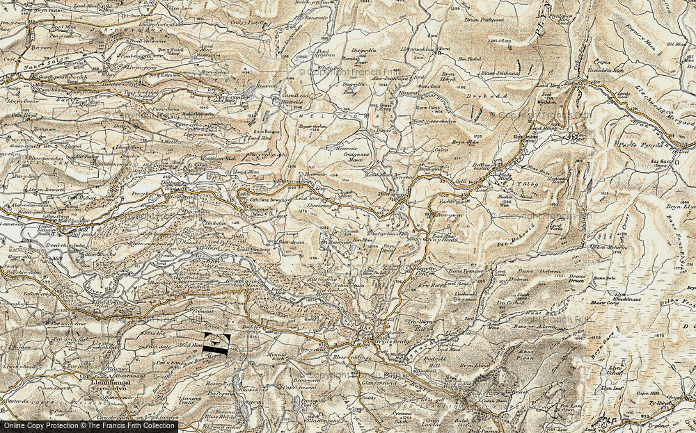 Old Map of Historic Map covering Banc Creignant Mawr in 1901-1903