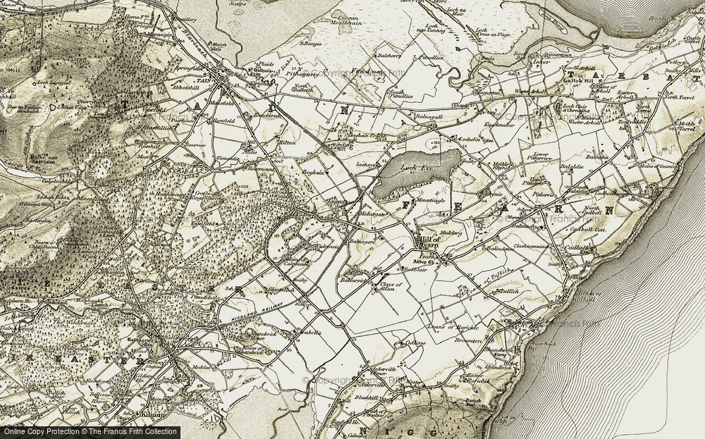Old Map of Historic Map covering Allan in 1911-1912