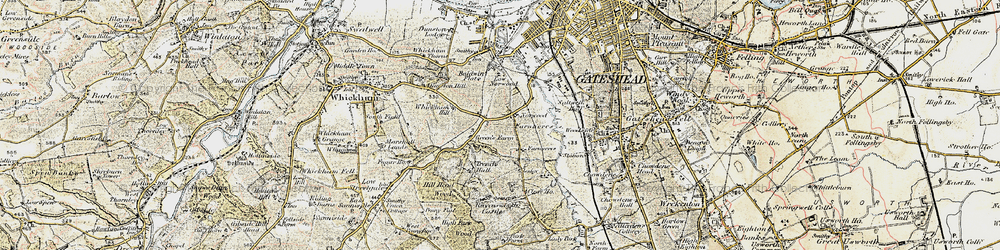 Old map of Lobley Hill in 1901-1904