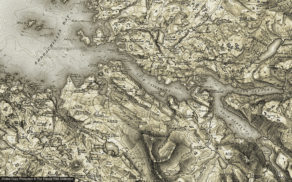 Old Map of Historic Map covering Allt a' Bhàthaich in 1910
