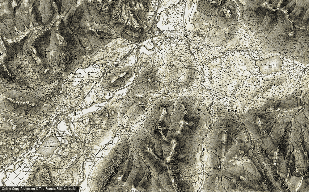 Old Map of Loch an Eilein, 1908 in 1908