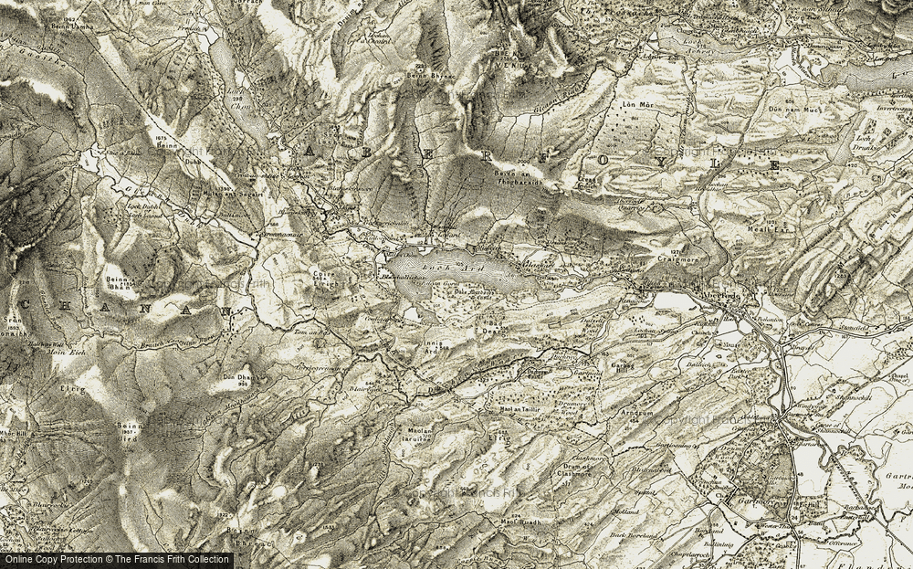 Old Map of Historic Map covering Bad Dearg in 1905-1907