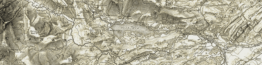 Old map of Bad Dearg in 1905-1907