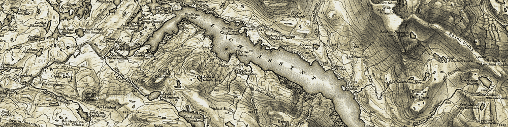 Old map of Allt Sgiathaig in 1910-1912