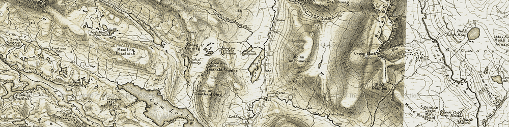 Old map of Beinn an Fhuarain in 1910-1912