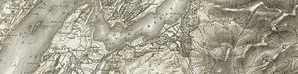 Old map of Loch Creran in 1906-1908