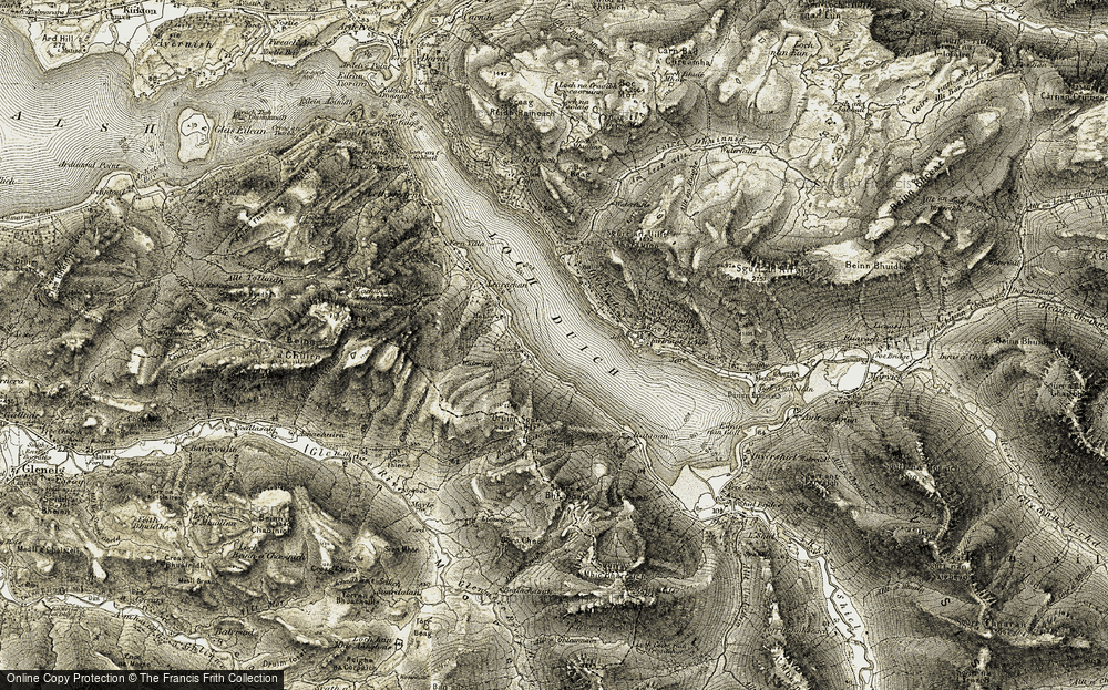 Old Map of Loch Duich, 1908-1909 in 1908-1909