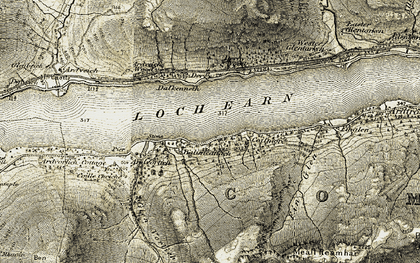 Old map of Loch Earn in 1906-1907