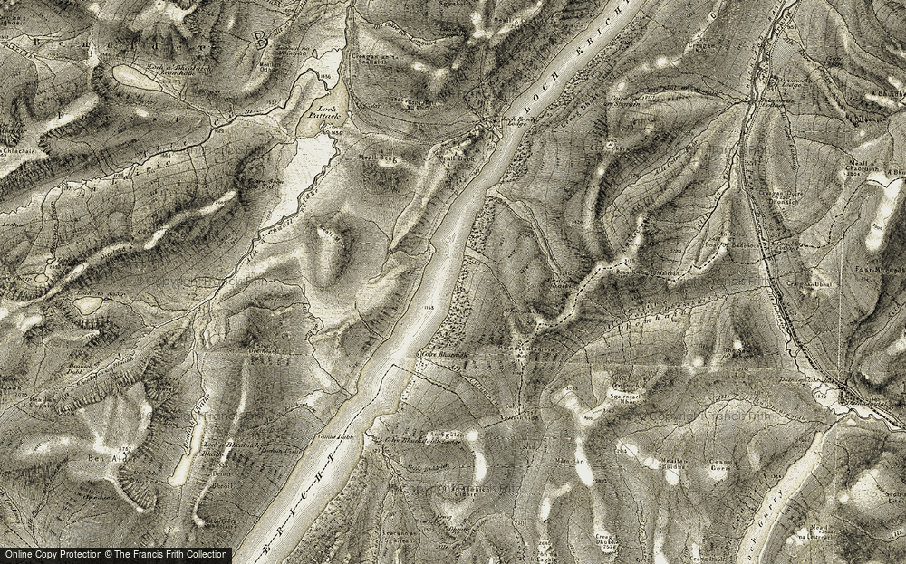 Old Map of Loch Ericht, 1906-1908 in 1906-1908