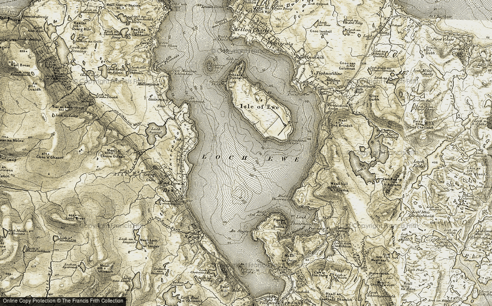 Old Map of Historic Map covering An Sguiteach in 1908-1910