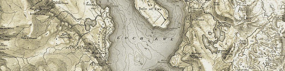 Old map of Loch Ewe in 1908-1910