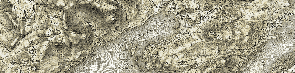 Old map of Loch Kishorn in 1908-1909