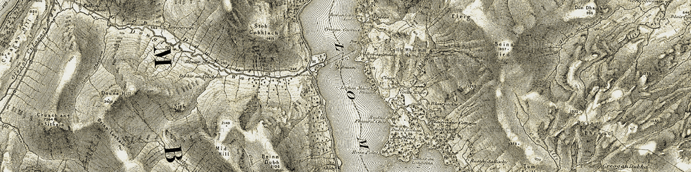 Old map of Loch Lomond in 1905-1907