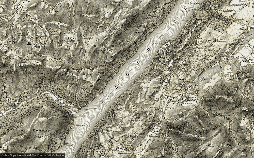 Old Map of Loch Ness, 1908-1912 in 1908-1912