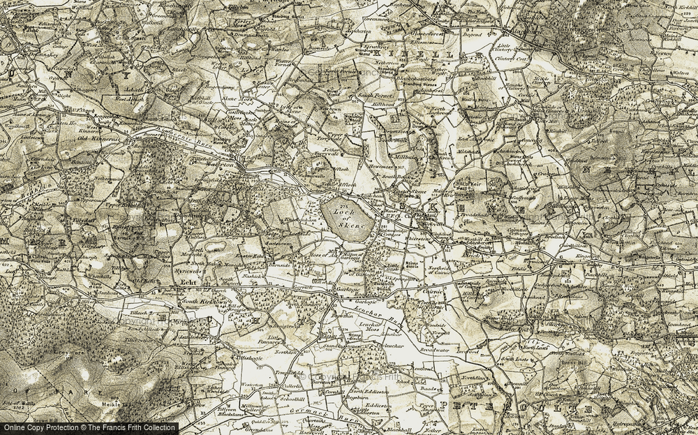 Old Map of Loch of Skene, 1909 in 1909