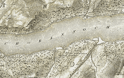 Old map of Loch Rannoch in 1906-1908