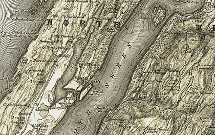 Old map of Loch Sween in 1905-1907