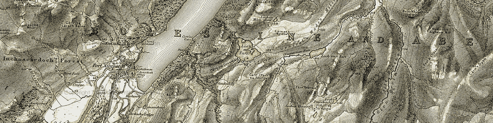 Old map of Beinn a' Bhacaidh in 1908