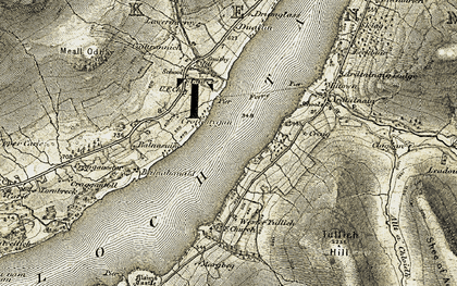 Old map of Loch Tay in 1906-1908