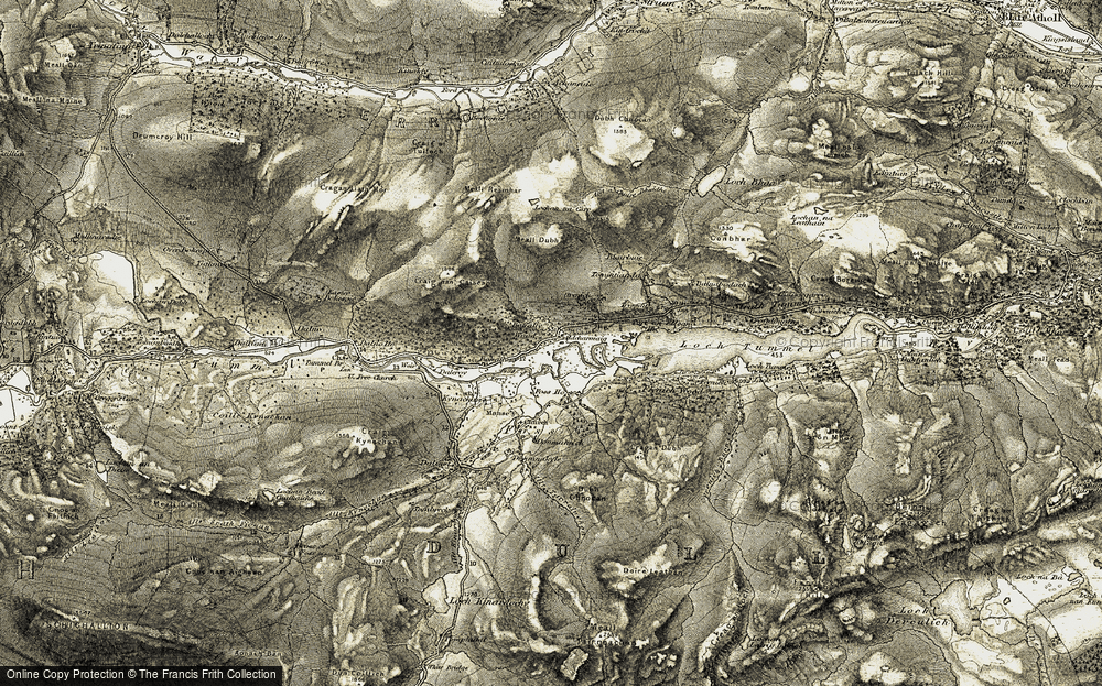 Old Map of Loch Tummel, 1906-1908 in 1906-1908