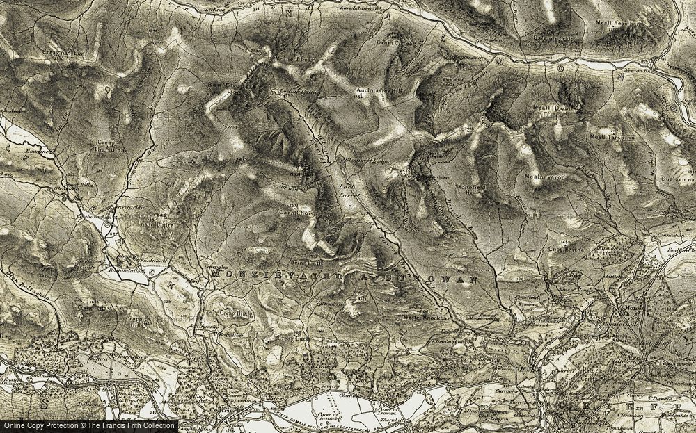 Old Map of Historic Map covering Beinn Liath in 1906-1907