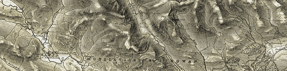 Old map of Loch Turret in 1906-1907