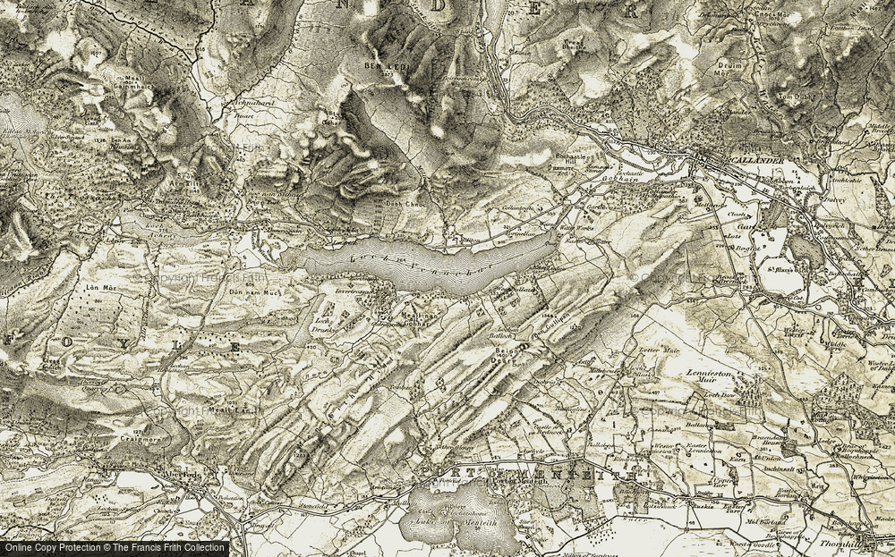Old Map of Historic Map covering Invertrossachs in 1904-1907