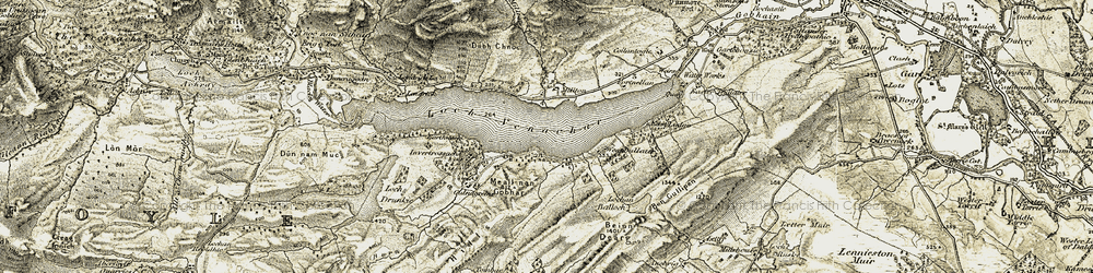 Old map of Loch Venachar in 1904-1907