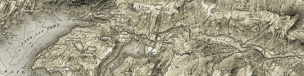 Old map of Beinn na Cloiche Mòire in 1906-1908