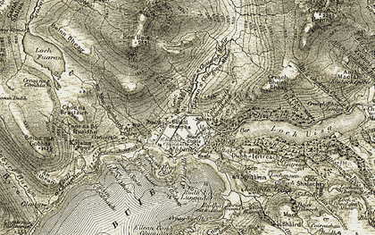 Old map of Allt a' Bhàird in 1906-1907