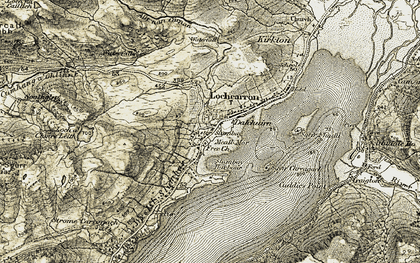 Old map of Allt nan Carnan in 1908-1909