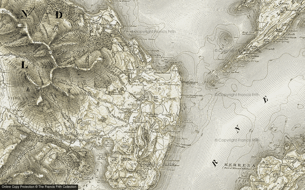Old Map of Historic Map covering Àird a' Chrotha in 1906-1907