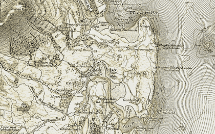 Old map of Abhainn Barr Chailleach in 1906-1907