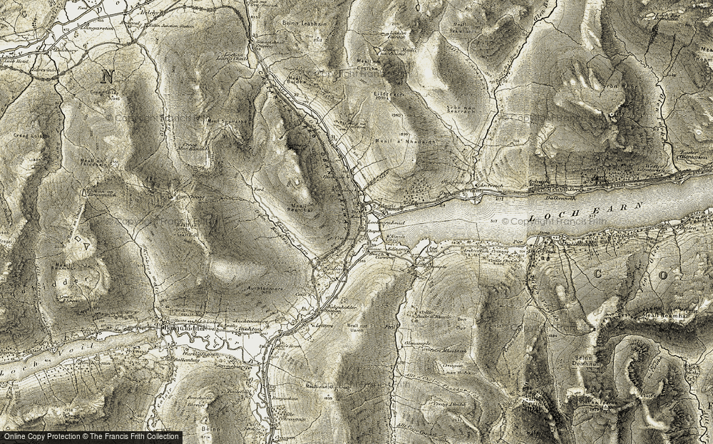 Old Map of Historic Map covering Edinchip in 1906-1907