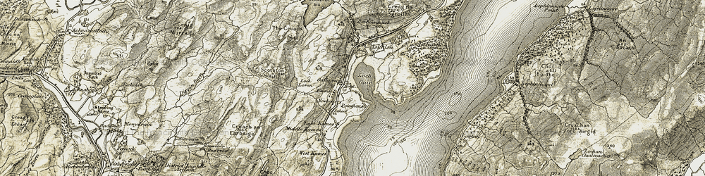 Old map of Lochgair in 1906-1907