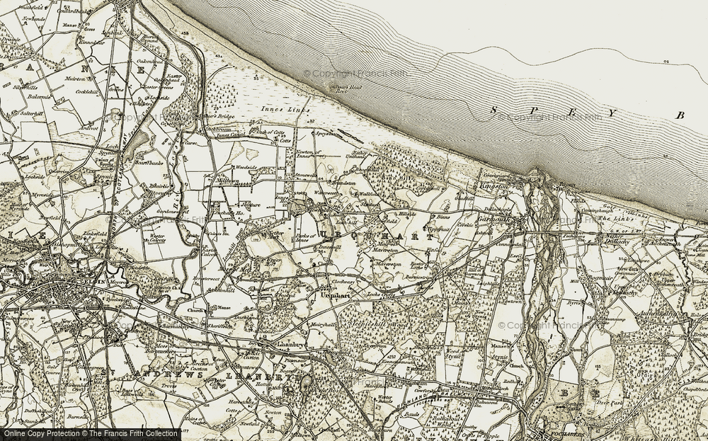 Old Map of Historic Map covering Brandston in 1910