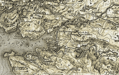 Old map of Abhainn Bad na h-Achlaise in 1910