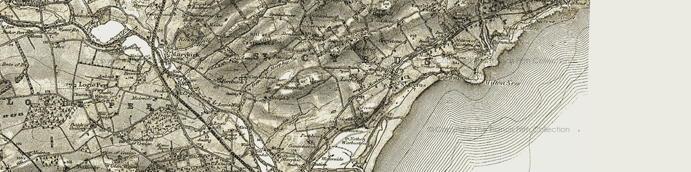 Old map of Lochside in 1907-1908