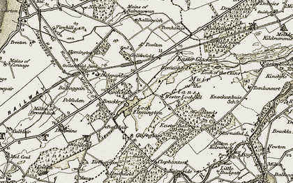 Old map of Woodend in 1911-1912