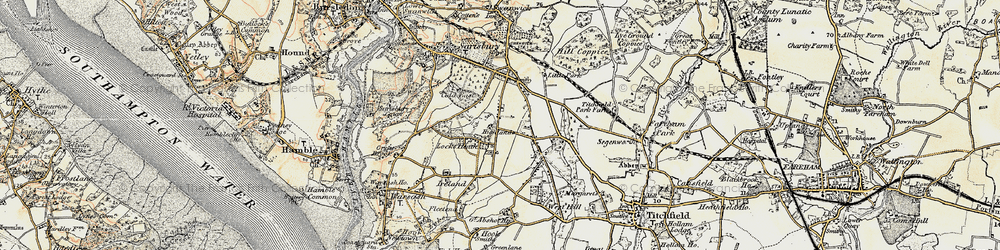 Old map of Locks Heath in 1897-1899