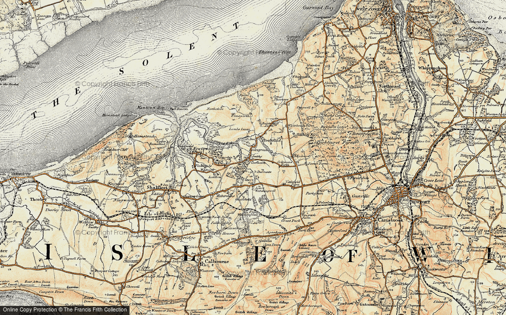 Old Map of Historic Map covering Bulls Wood in 1899-1909