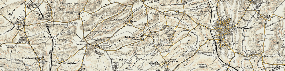 Old map of Loddington in 1901-1902
