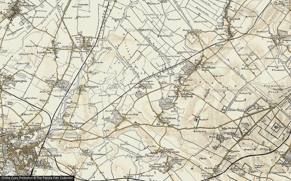 Old Map of Historic Map covering Anglesey Abbey in 1899-1901
