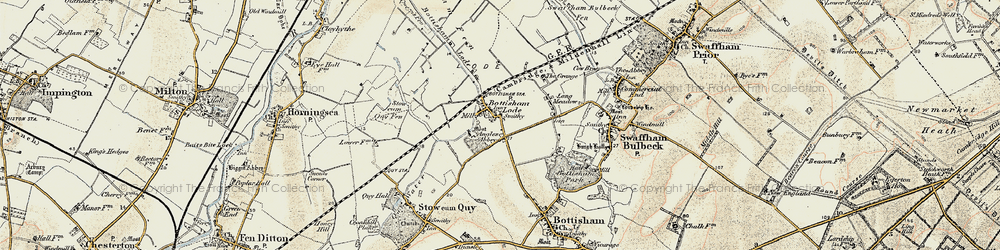 Old map of Anglesey Abbey in 1899-1901